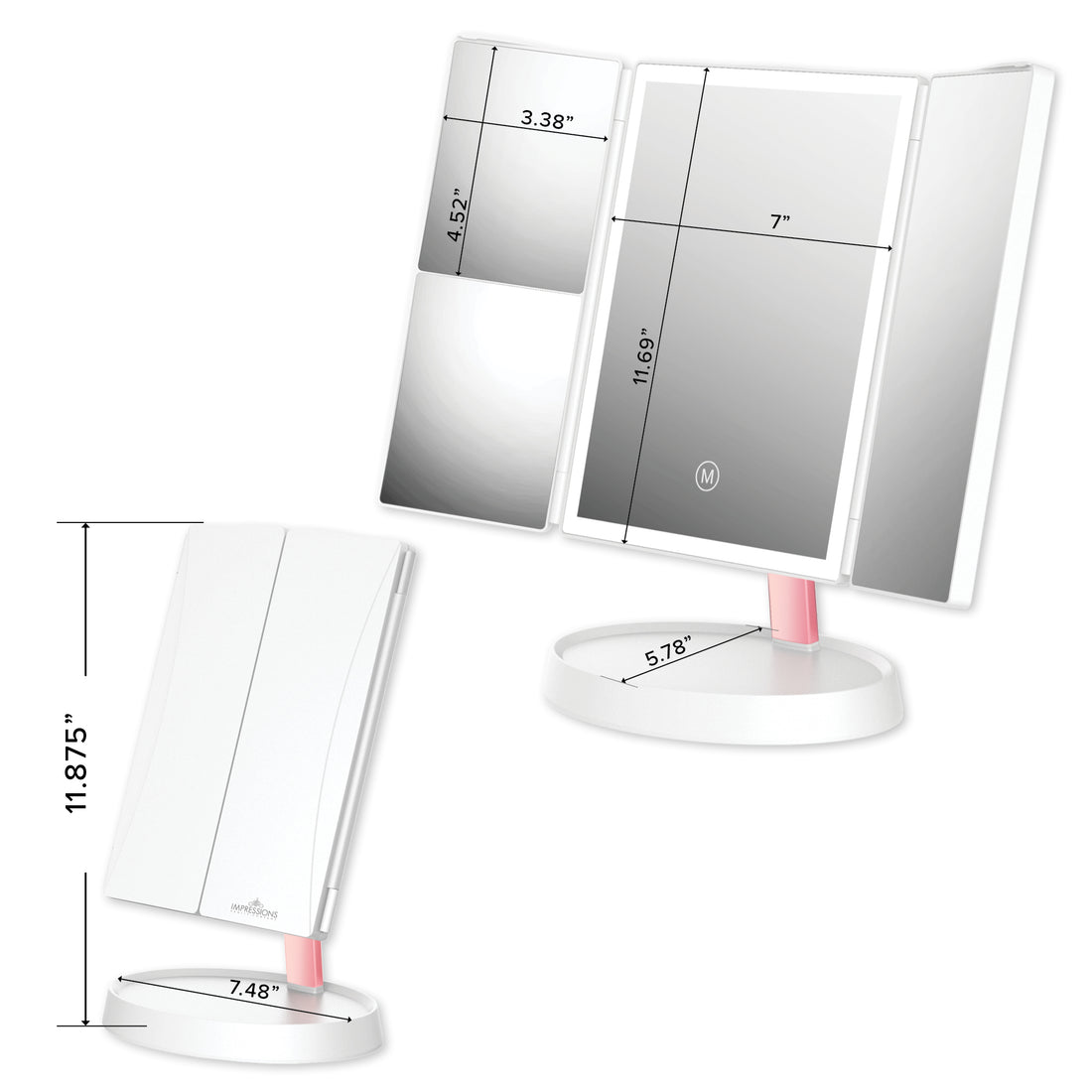 Trifold LED Light Makeup Mirror